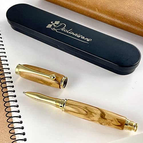 Déclinaisons : Penna Roller Premium Legno Ulivo Italiano Personalizzabile, Realizzato a mano in Francia, Personalizzato con incisione, Scatola Regalo Metallica Inclusa