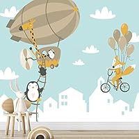 Wall Mural Cute Animals Removable Self-Adhesive Wallpaper Wall Decoration for Bedroom Living Room - 66x96 inches