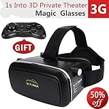 Motoraux 3D VR Glasses Virtual Reality Headsets Suitable for Google, Samsung Note, LG, Huawei, HTC, Moto Screen Smartphone (4.5-5.5 Iches)