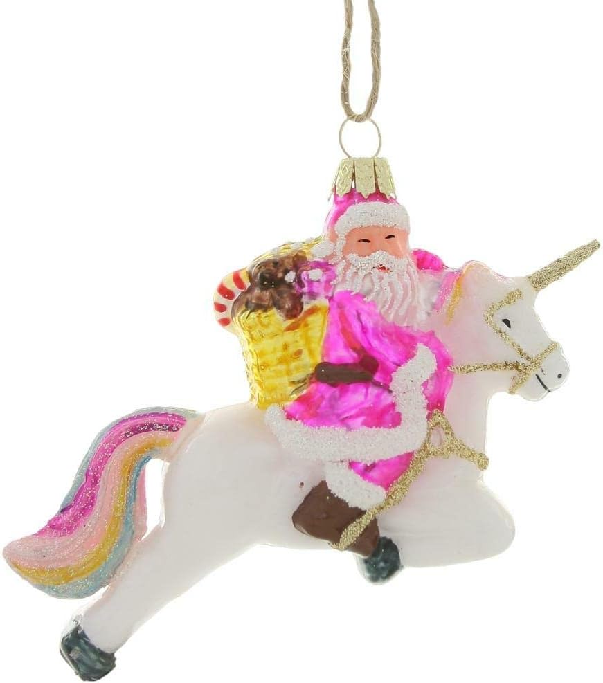 Cody Foster & Co - Pastel Magical Fantastical Xmas Santa Blown Glass Ornament