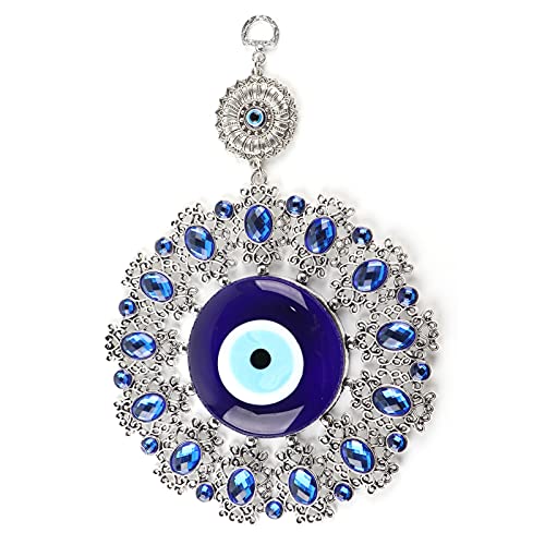 Amuleto de Vidrio Turco, Colgante Decorativo Azul, 21x17.5 cm - Protección contra Maldiciones, Equilibrio y Buena Suerte para Hogar y Oficina