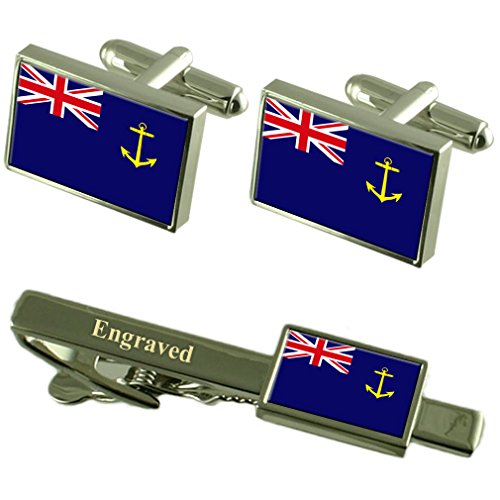 Gemelos Bandera de Inglaterra militares premium con clip de corbata Flota Real