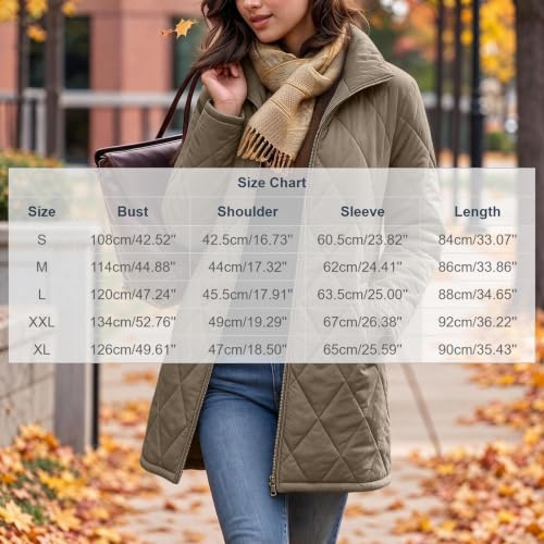 Quilted Jackets for Women Lightwight Fall Winter Mid Length Padded Coats - image 5