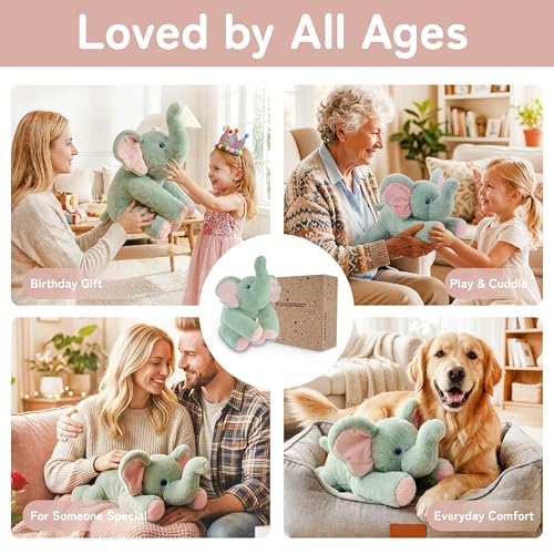 Image of Niuniu Daddy 20 inch 3.3lb Elephant Weighted Stuffed Animal forKids and Adults, Soft Sensory Plush Body Pillow for Calming Support, Large Animal Toy for Everyday Comfort