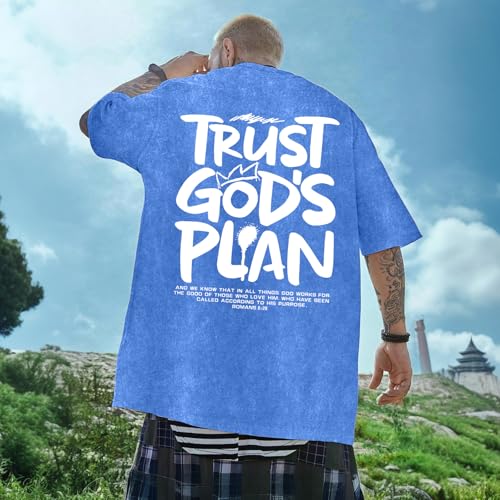 Image of BINTEHGS God Christian T Shirts for Men Jesus Faith Shirt Acid Wash Oversized Tees Bible Verse Graphic Vintage Tshirt