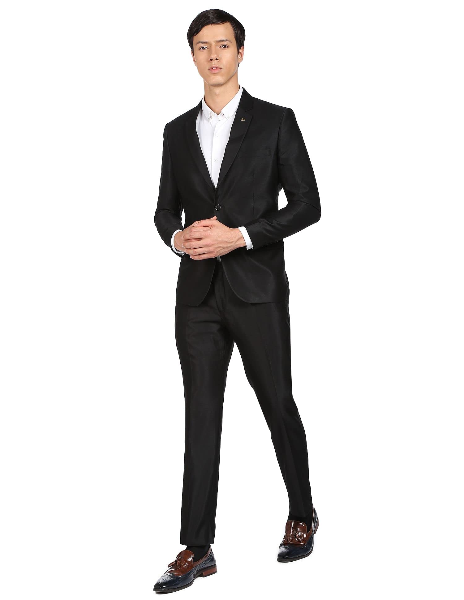Men Black Single Breasted Two Piece Suit-image-41