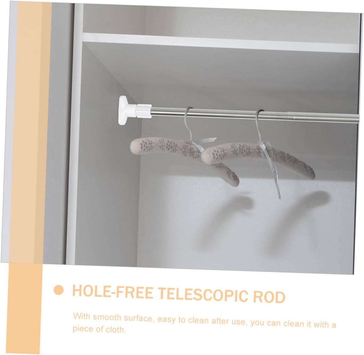 Adjustable No-drill Telescopic Shower Curtain Rod Retractable Clothes Pole for Bathroom Closet and Changing Area Smooth Surface for Easy Cleaning