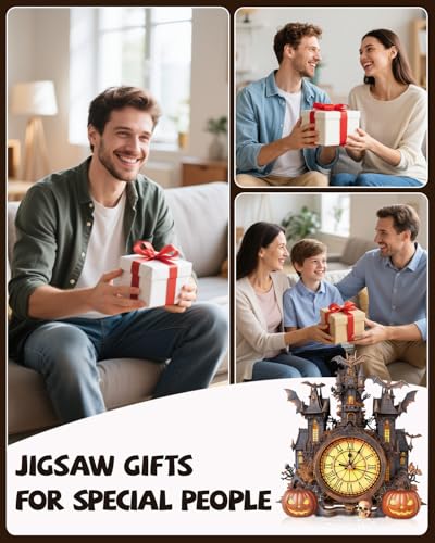 Horloge chalet d'Halloween en bois puzzle 3D de précision