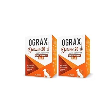 KIT 2 Ograx Derme 20 - Suplemento Nutricional P/Cães - 30 Cáps. Para pele pelagem do cachorro