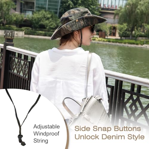 Image of Bucket Hat Wide Brim UV Protection Sun Hat Boonie Hats Fishing Hiking Safari Outdoor Hats for Men and Women