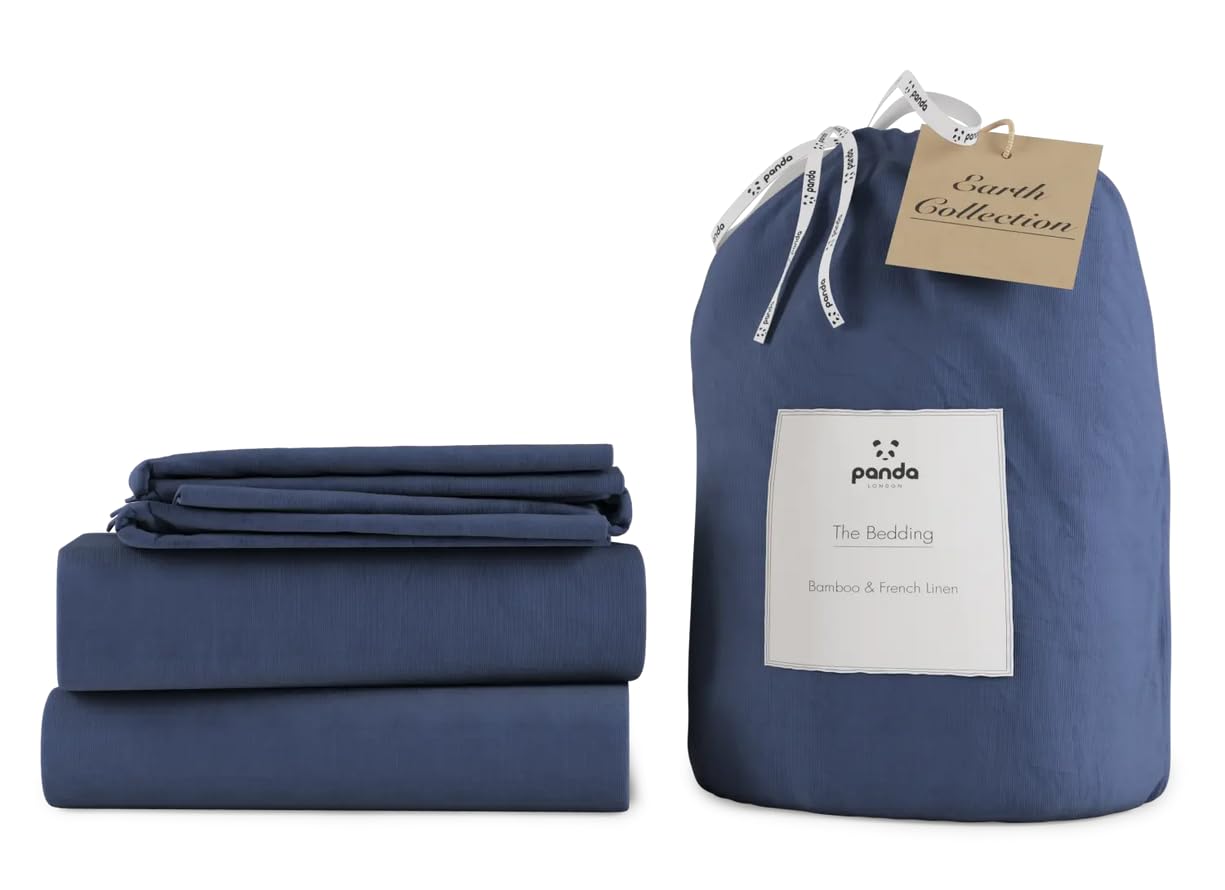 Bamboo & French Linen Complete Bedding Set | UK Double - Midnight Navy — image 1