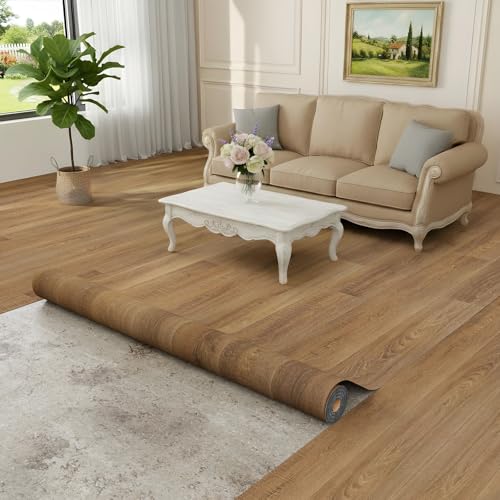 Top 10 Best Laminate Flooring for Bathroom Reviews and Tips 2 Homease 0.5mm Nature Oak Vinyl Flooring Roll 39.4' x 118' PET Leather-Like Waterproof Wear-Resistant Peel & Stick, Easy DIY Floor Covering for Kitchen Bathroom Rental Home, Durable