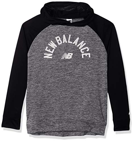 New Balance Kids Boys' Big Hooded Performance Top, Black Heather, 8