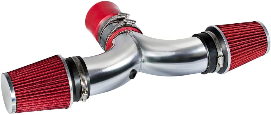 Rtunes Racing Short Ram Air Intake Kit + Filter Combo RED For 03-08 Dodge Ram Hemi / 04-07 Dodge Durango Hemi 5.7L V8 with DUAL(2) Filters