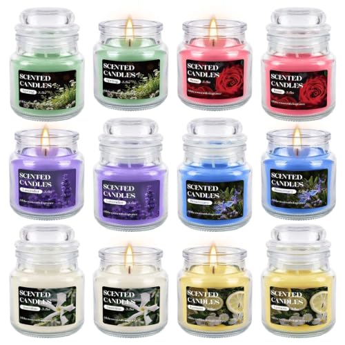 CLTNIKET 12-Pack 3.5oz Scented Candles Gift Set - Natural Soy Wax, Cotton Wick Aromatherapy Candles, Six Different Fragrances for Home Decor & Perfect Summer Gifts.