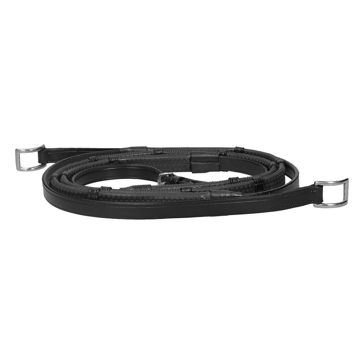 Rênes Dy'on New English Rubber en cuir noir d'exception pour cheval Full
