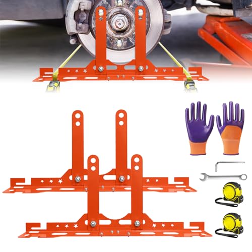 FitraNovay Advanced Wheel Alignment Tool Kit – 2 Heavy-Duty Tape Measures & Gloves – Anti-Slip Stainless Steel Plates for Cars/Trucks/SUVs (Orange)