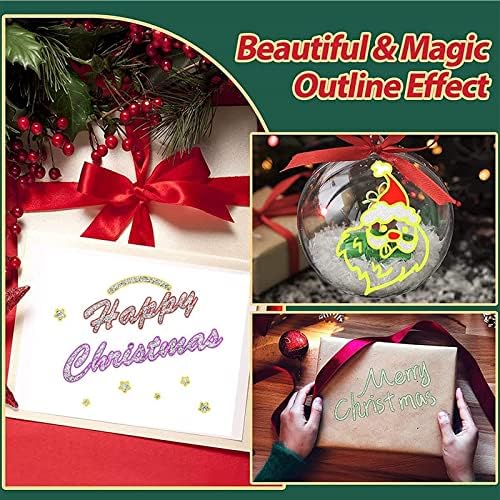 SouthStar Double Line Outline Pens, Two-Line Color pen Outline Metallic Markers Highlighter Drawing Pens for Gift Card Making, Art Rock Painting, Coloring Books, Craft Drawing Doodling (12colors)