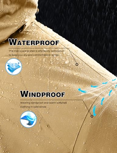Image of TBMPOY Men's Winter Ski Jacket Waterproof Warm Snow Insulated Coat Fleece Lined Snowboard Hooded Raincoat