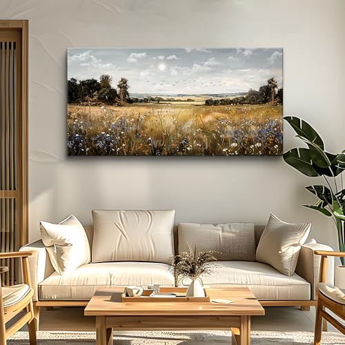 KELIYUAN Canvas Wall Art For Living Room Farmhouse Wall Decor For Bedroom Office Decorations Field Scenery Wall Painting Countryside Pictures Artwork Modern Ready To Hang Home Decor 30"X60"