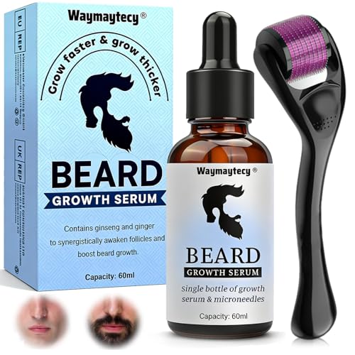 Kit Per La Crescita Della Barba,Beard Roller + Olio Essenziale, Progettato Per La Crescita Della Barba Maschile, Regalo Perfetto Per Uomini E Papà(60M