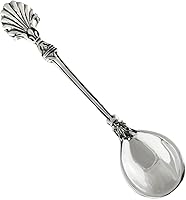 Vista 14 de Cuchara de sal pequeña con borde festoneado de plata de ley, cucharas de mostaza