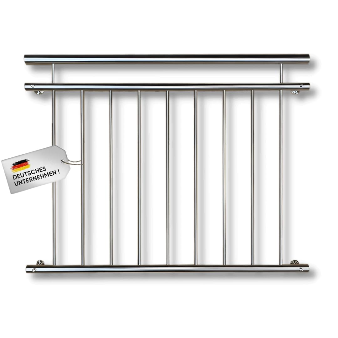 Markengeländer, Französischer Balkon Edelstahl V2A, 900 mm Gesamthöhe, Geländer Gitter Balkongeländer Fenstergitter, Absturzsicherung