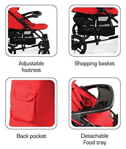 Image of LuvLap Elite Baby Pram Stroller - Red