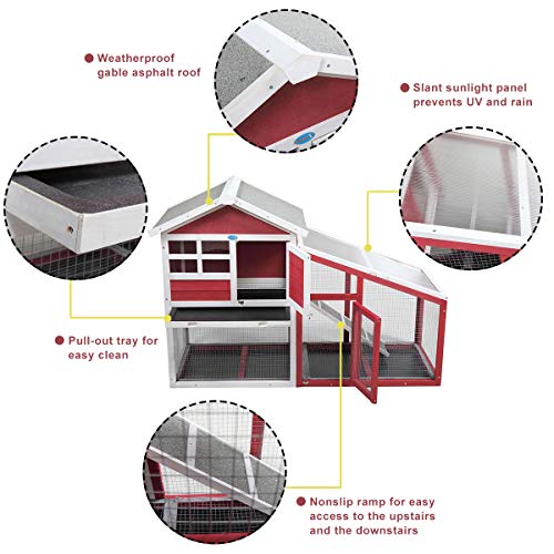 image for JAXPETY Outdoor Rabbit Hutch Bunny Cage w/Run, Wooden Chicken Coop Hen