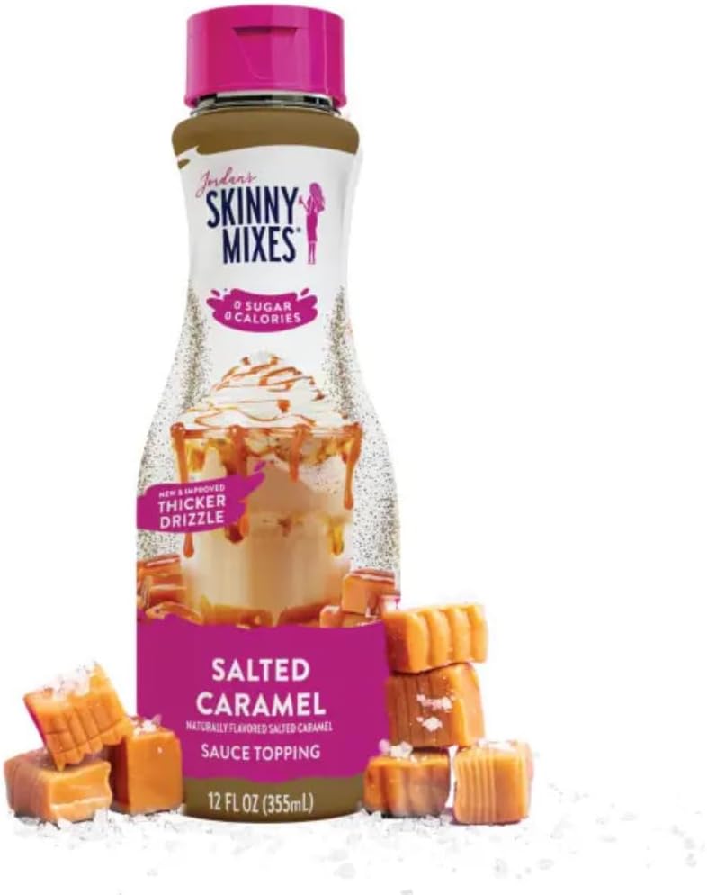 Jordan's Skinny Mixes Salted Caramel Sauce for Coffee - Sugar-Free, Zero Calories & Mini Cup of Sauce - Gluten Free, Keto Friendly Syrup (Salted Caramel)
