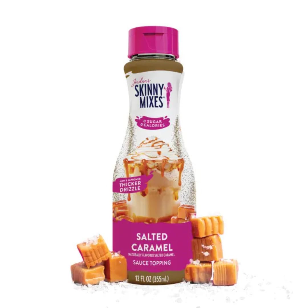 Jordan's Skinny Mixes Salted Caramel Sauce for Coffee - Sugar-Free, Zero Calories & Mini Cup of Sauce - Gluten Free, Keto Friendly Syrup (Salted Caramel)