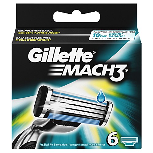 Auslaufmodell Gillette Mach3 Rasierklingen für Männer, 1er Pack (1 x 6 Stück)