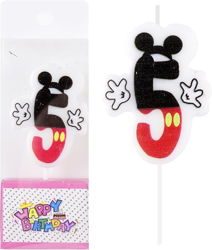 Mickey Theme Number Candle for Birthday Anniversary & Milestone Celebration (Pack of 1) (Number 5)-image-20
