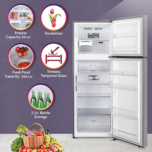 Image of LG 360 L 2 Star Frost-Free Smart Inverter Double Door Refrigerator Appliance (GL-D382SDSY, Dazzle Steel, Door Cooling+ & Multi Air Flow, 2022 Model)