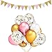Party Balloons Decoration,12Pcs 12 Inches Gold Confetti Balloons,50 Pack Gold & Pink & White Party Balloons and Vintage Style Pennant Banner,for Wedding Birthday Holiday Party Decorations