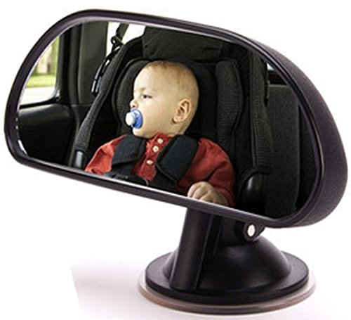 Deezio Baby Car Mirror Suction Cup - Baby Backseat Mirror for Car - Universal Rear View Baby Mirror for Car with Wide Angle 360 Degree Rotatable