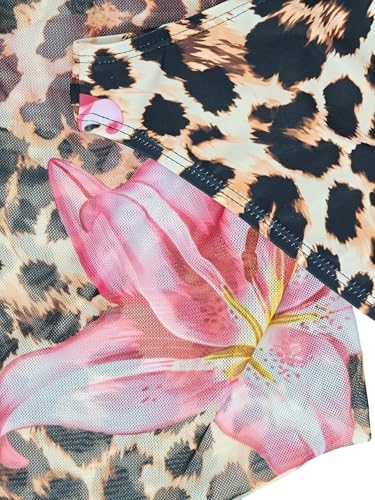 Image of Girl's 3 Piece Sets Floral Print Bikini Swimsuit High Waisted Bathing Suits with Beach Skirt Coverups