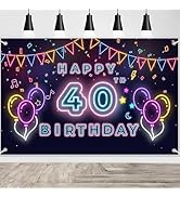 Auliuse 40th Happy Birthday Backdrop Banner, Birthday Party Decorations Graffiti Style Wall Photo...