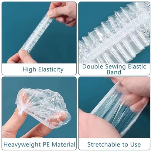 Image of Adbeni Waterproof Disposable Ear Cap for Women & Men, Clear Plastic Spa, Salon, Food Handling, Hotel, Travel & Dyeing Use High Quality Bath Shower Protection Hat for Bathroom & Beauty Treatments