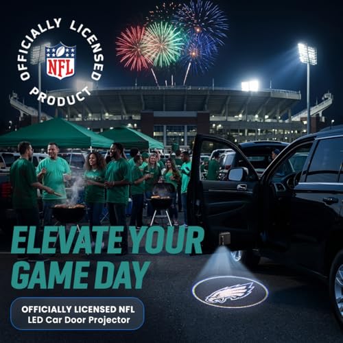Image of LED Car Door Light - Officially Licensed NFL Wireless Projector - Show Your Team Pride - Battery Powered, Easy Install