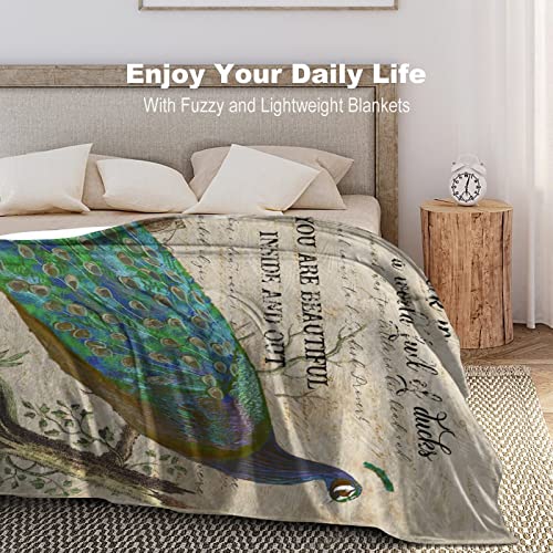 Couverture canapé paon rustique pour cocooning au salon en hiver