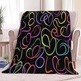 Generisch Kuscheldecke 130 x 150 cm Minimalismus Neon-Herz Weiche Flanelldecke für Sofa & Schlafzimmer, Schwarz Fleecedecke Sofadecke für Kinder Jugendliche und Erwachsene