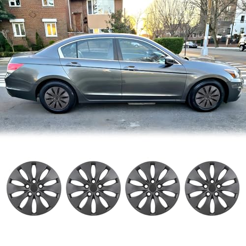 CPW 16 Inch 4Pcs Hubcaps Compatible with Honda Accord Sedan 2008-2012 (Not for Coupe), Bolt-On Installation, PP Material 1 Set of 4 (Matte Black)