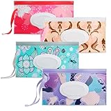 PandaEar 4 Pack Baby Wipe Dispenser, Portable Wipe Holder Refillable Baby Wipes Container Wet Wipe Pouch or outings and Travel