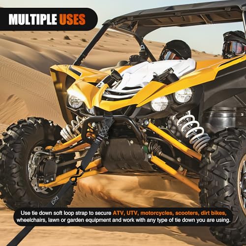 Image of Nilight Soft Loop 1.7 inchx17 inch Motorcycle Tie Down Straps Heavy Duty 12000Lbs Max Break Strength for Securing ATV UTV Kayak Moving Cargo (8PK-Black)