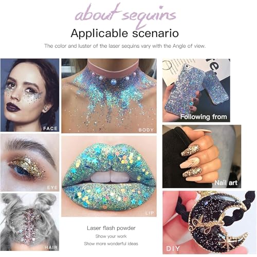 VEROA 12 Farb-Set Festival Glitzer Gesicht Body Glitter für Festliche Verkleidungen (5g)