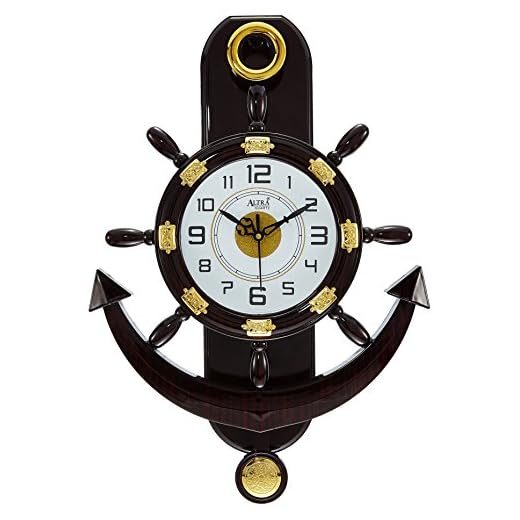 Altra Plastic Pendulum Wall Clock (45 cm x 30 cm x 5 cm, Brown)