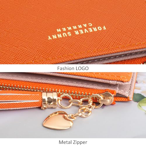 Image of KOTORA Small Wallet RFID Blocking Womens Lady Teenager Girls Personalized Initial Gift Preppy Monogrammed Letter Mini Purse for Travel Credit ID Cards Cash Coin Slot Holder Organizer (Orange)