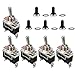 E Support Heavy Duty 20A 125V 15A 250V SPST 2 Terminal Pin ON/OFF Rocker Toggle Switch Metal Bat Waterproof Boot Cap Cover Black Pack of 5
