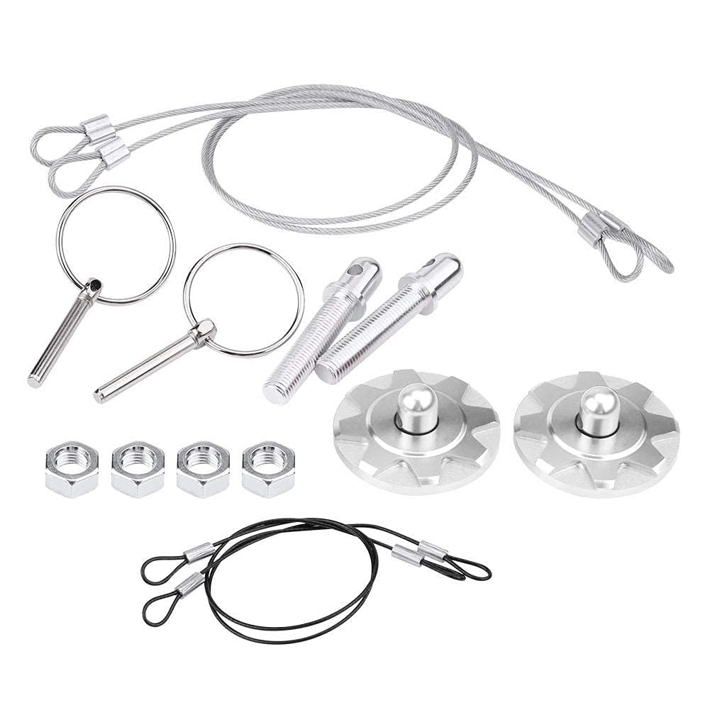 Perno del cofano, blocco del perno del cofano in lega di alluminio CNC, kit di blocco del perno del cofano universale, Argento